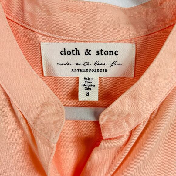 Cloth & Stone Anthropologie Peach Flutter Sleeve Button Front Blouse Size Small - Picture 4 of 6